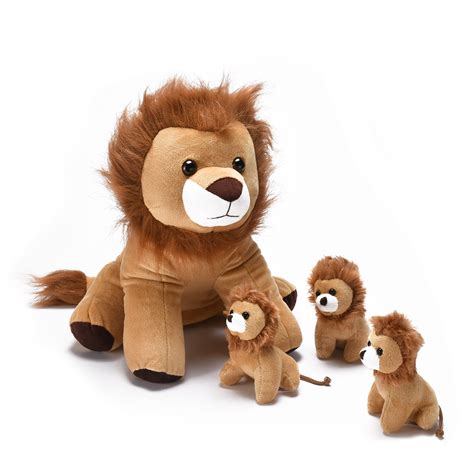 Stuffed Lion Plush Stuffed Mommy Lion With 3 Stuffed Baby