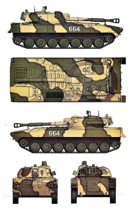 Three Different Types Of Tanks With Camouflage Paint Scheme On The