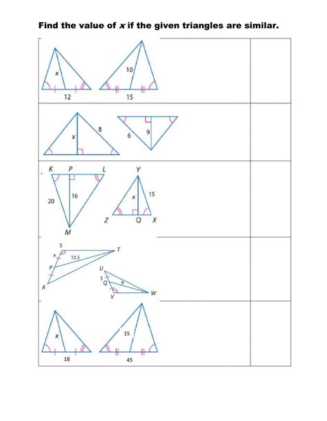 Similar Triangles Worksheet