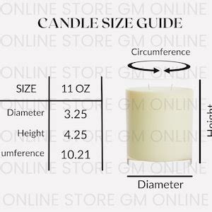 Candle Size Chart Candle Mock Up Candle Care Instructions Candle Mockup