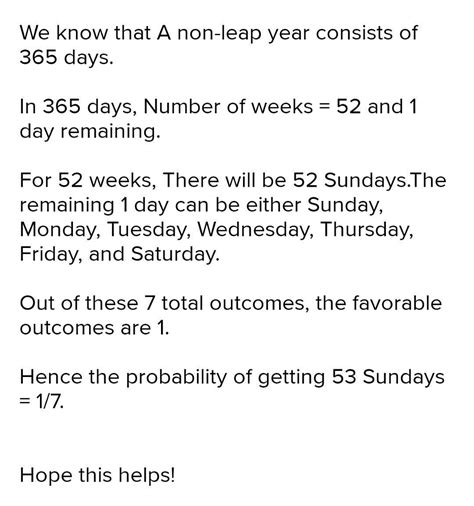 Probability Of Getting 53 Thursdays In A Non Leap Year Isa 53 266b 2 7c