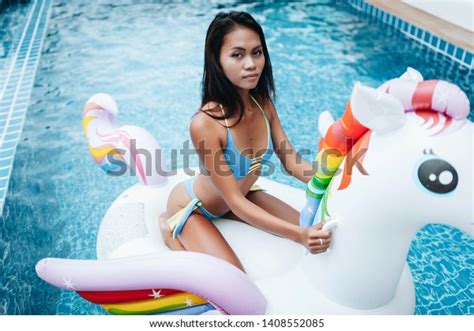 Sexy Thai Woman Wearing Bikini Relaxing Stock Photo