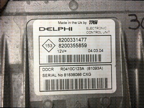 ECU Original Files DELPHI TRW DDCR R0410C123A 81093A RENAULT KANGOO