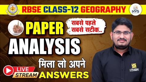 Rbse Class Th Geography Paper Analysis Geography Answer Key