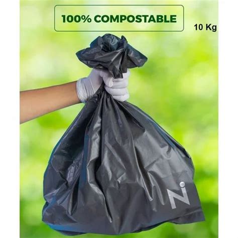 Without Handle Plain Black Cornstarch Biodegradable Shopping Bag