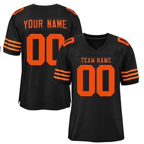 Custom Black Orange-Black Classic Style Mesh Authentic Football Jersey ...