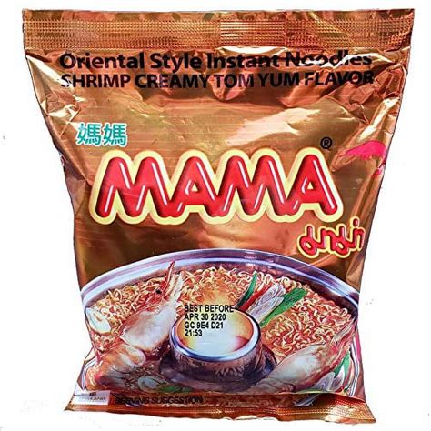 Mama Ramen Oriental Instant Noodles Creamy Shrimp Tom Yum Flavor 10