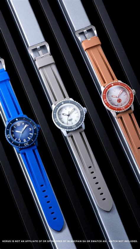 Rubber Strap For Blancpain X Swatch Fifty Fathoms - Gulfstream Blue ...