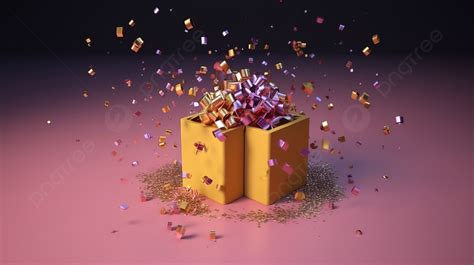 Confetti Bursting From An Opening Gift Box Background 3d Render