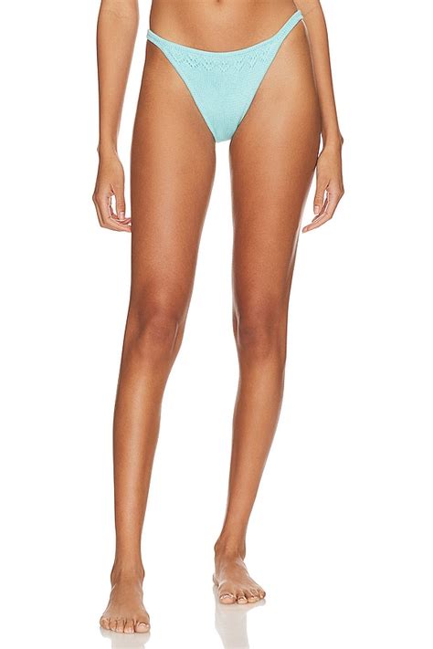 Frankies Bikinis X Guizio Tide Knit Bottom In Aqua Embroidery REVOLVE