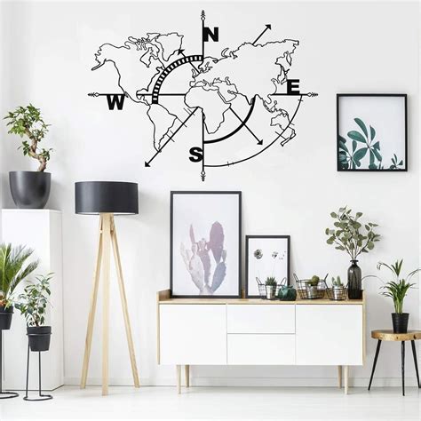 Amazon Dekadron Metal World Map Wall Art Compass World Map