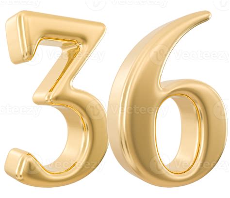 Gold 3d Number 36 36309023 Png