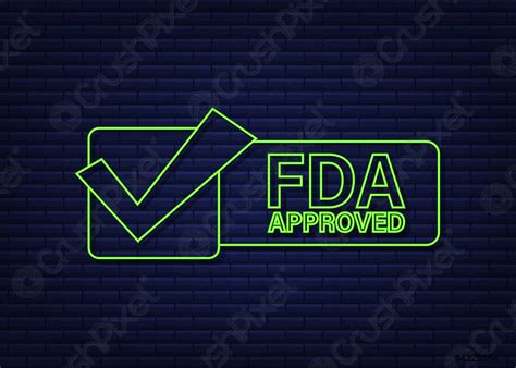 fda approved neon rubber stamp  white background vector illustration
