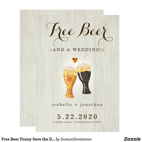 Free Beer Funny Save The Date Card Zazzle Save The Date Cards