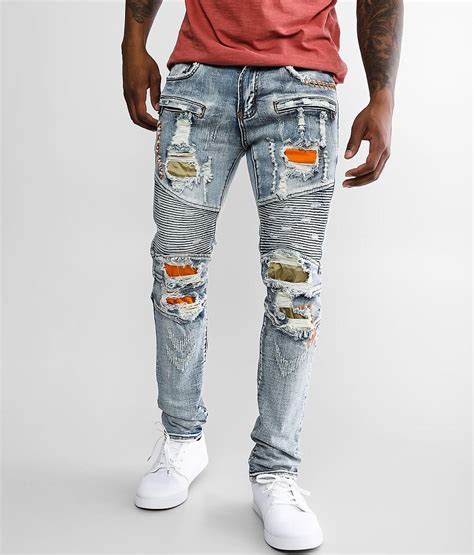 Preme Moto Skinny Stretch Jean Mens Jeans In Indigo Buckle