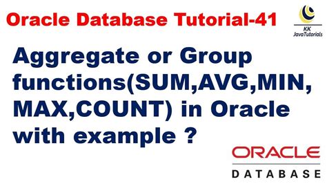 Aggregate Or Group Functions In Oracle With Example SUM AVG MIN MAX