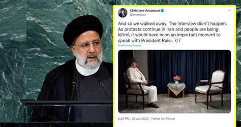 Iran a protesty Prezydent Ebrahim Raisi odmówił wywiadu Christiane