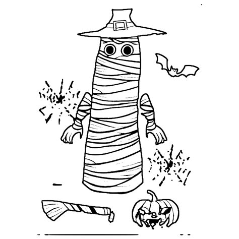 Halloween Mummy Coloring Page · Creative Fabrica