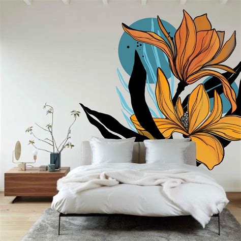 Arte Floral Em Parede Flower Wall Painting Creative Wall Painting