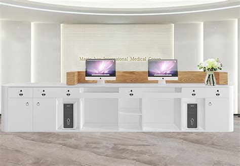 White Modern Wave Led Reception Table Desk For Salon