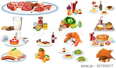 Foods and beverages setのイラスト素材 92793077 PIXTA