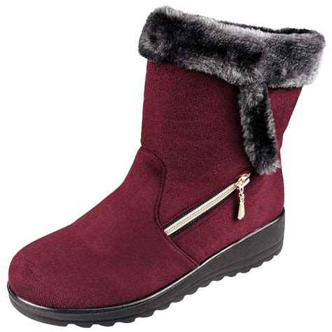 Women's Winter Warm Fur Lined Snow Boots - Stay cozy and stylish this ...