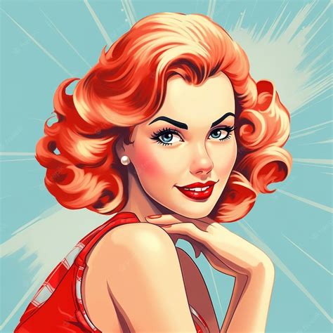 Premium Ai Image Style Retro Pin Up Girl Illustration