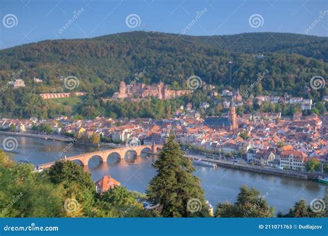 Panorama Of Heidelberg Behind Neckar River Germany Stock Image Image