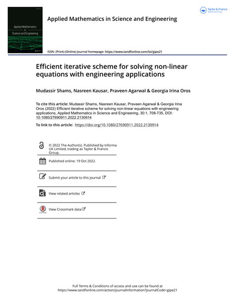 PDF Efficient Iterative Scheme For Solving Non Linear Equations With