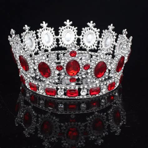 Large Crystal Baroque Queen King Crown Bridal Tiara Headpiece Women Diadem Hair Ornaments