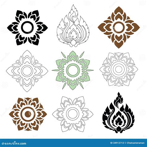 Floral And Leaves Of Thai Pattern Stock Vector Illustration Of Design