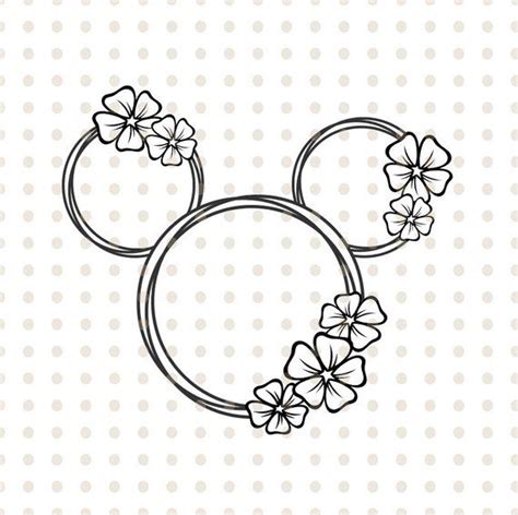 Disney Mickey Ears flower silhouette SVG ornament Mickey Mouse head ...