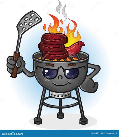 Barbecue Grill Cartoon Character With Attitude Stock Vector Image