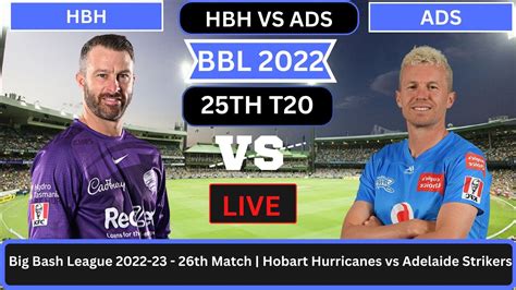 🔴 Bbl Live Hobart Hurricanes Vs Adelaide Strikers Hur Vs Str Bbl