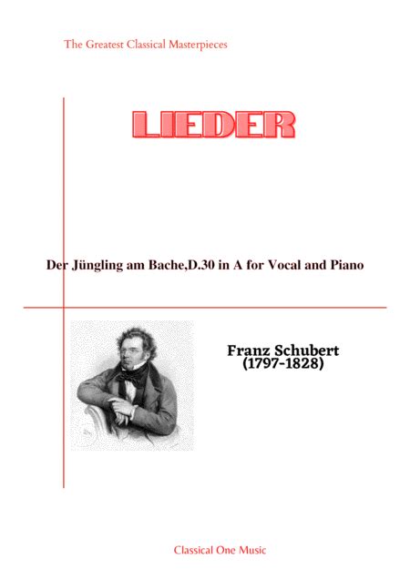 Schubert Der Jüngling am Bache D 30 in A for Vocal and Piano arr MPS