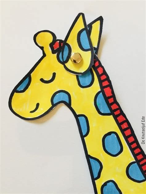 Beweegbare Giraffe Kleurplaat Bouwplaat Giraffe Giraffes Giraffen