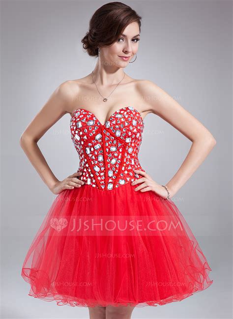 A Line Princess Sweetheart Short Mini Tulle Homecoming Dress With