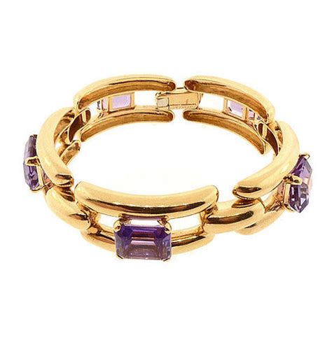 Retro Tiffany Co 14K Yellow Gold Amethyst Bracelet Item 1334580