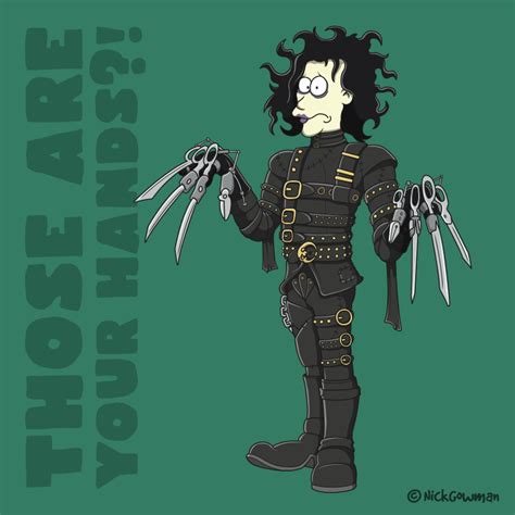 Edward Scissorhands Cartoon Tim Burton Inspired Cartoon Illustration