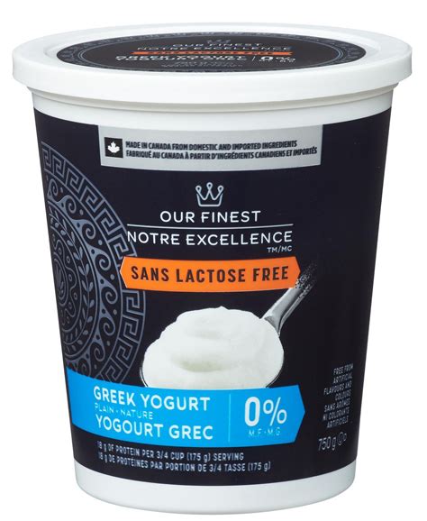 Our Finesttm 0 Mf Lactose Free Plain Greek Yogurt Walmart Canada