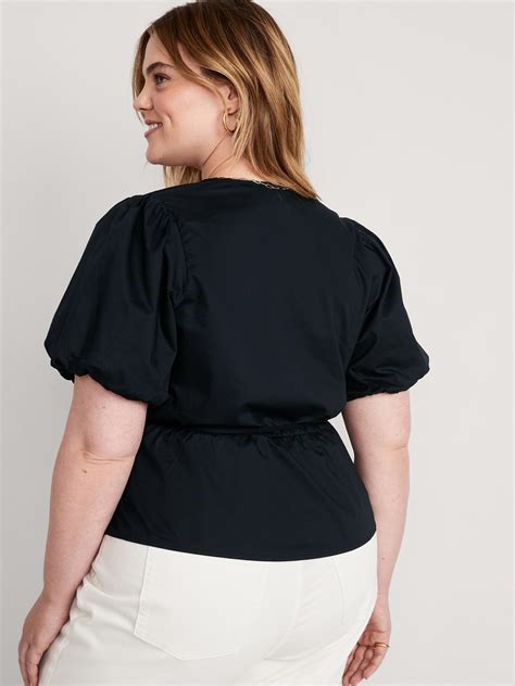 Waist Defined Puff Sleeve Tie Wrap Blouse Old Navy