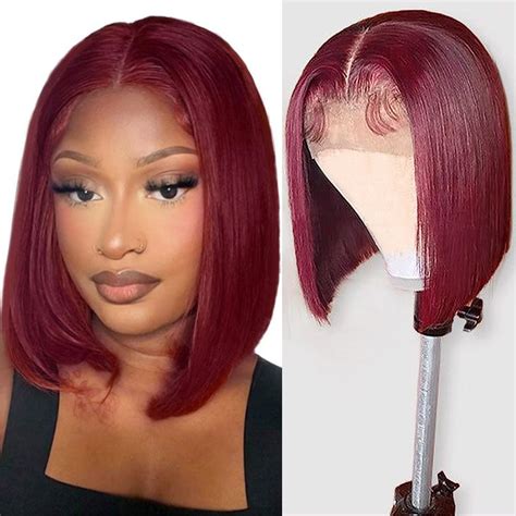 99j Burgundy Lace Front Wigs Human Hair 13x4 Hd Lace Bob