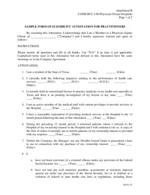 Fillable Online Sample Form Of Eligibility Attestation For