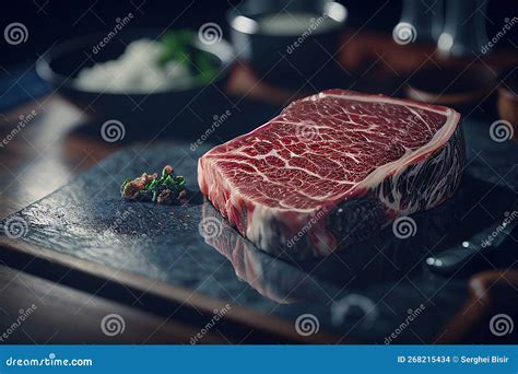 Kobe Beef Japanese Premium Meat Wagyu On Board Generate Ai Stock