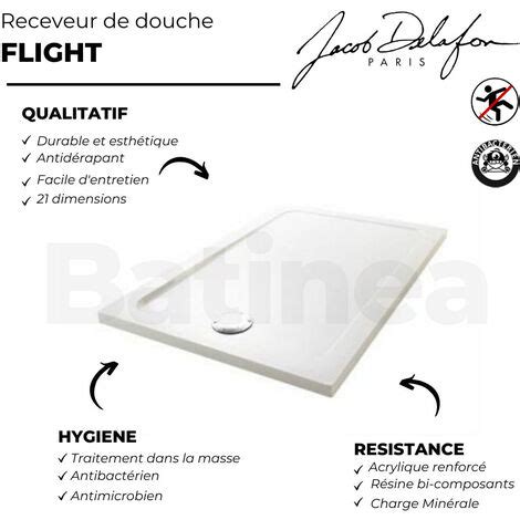 Receveur De Douche JACOB DELAFON Flight Rectangle Extra Plat