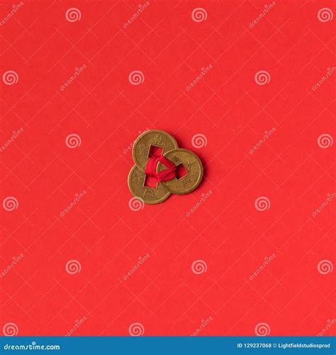 Top View of Decorative Chinese Lucky Coins Stock Photo - Image of celebration, culture: 129237068