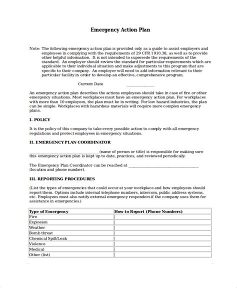 Emergency Action Plan Example For Athletics