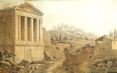 Charles Louis Cl Risseau View Of The Tempietto Del Clitunno Near