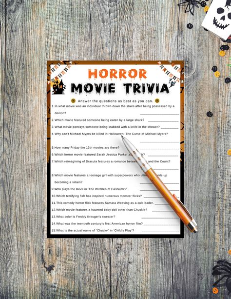 Halloween Horror Movie Trivia Printable Game for Kids Adults - Etsy