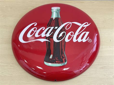 【やや傷や汚れあり】1円 ～ Coca・cola コカ・コーラ ホーロー看板 ボタン看板 昭和レトロ 丸型 看板 アンティーク コレクション